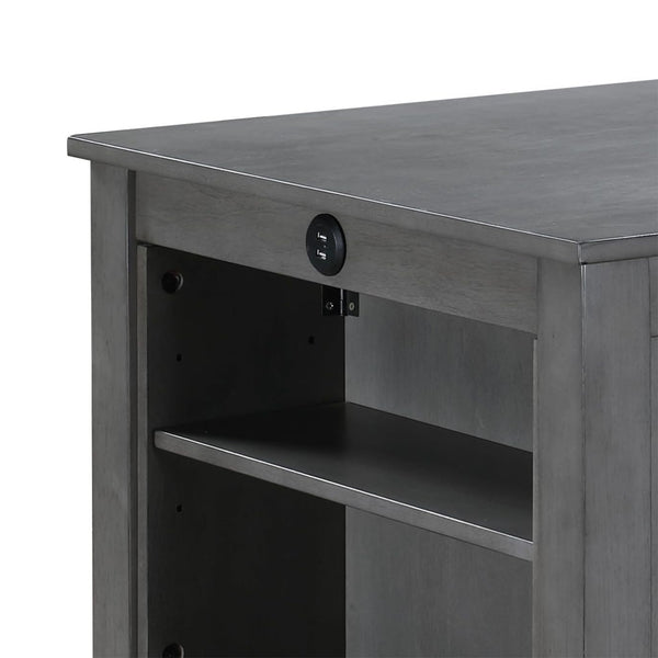 English Elm 36"W Compact Counter Height Dining Table with USB Charging and Built-In Shelves for Small Spaces Gray B016P392707