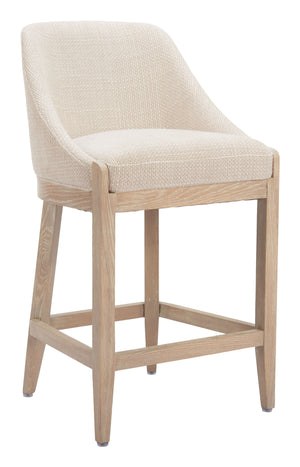 Zuo Modern Calmo Counter Stool Beige - Chic Modern Design With Polyester Fabric And Solid Ash Wood For Any Space Beige 100% Polyester,Plywood,Solid Ash Wood 110648-zuo-modern