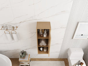 English Elm 12 Inch Oak Wall Mounted Bathroom Cabinet Soft Close Door Engineered Wood Storage W1972P457938