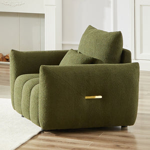English Elm MH36.8''Teddy Modern lounge chair sofa with plush teddy upholstery, supportive wooden arms, 250lb capacity Green W1193P314009