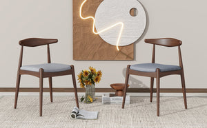 English Elm Christopher Knight Home® - Set Of 2 Vintage Rubberwood Dining Chairs With Ergonomic Backrest And Plush Light Gray Cushions N759P307032D