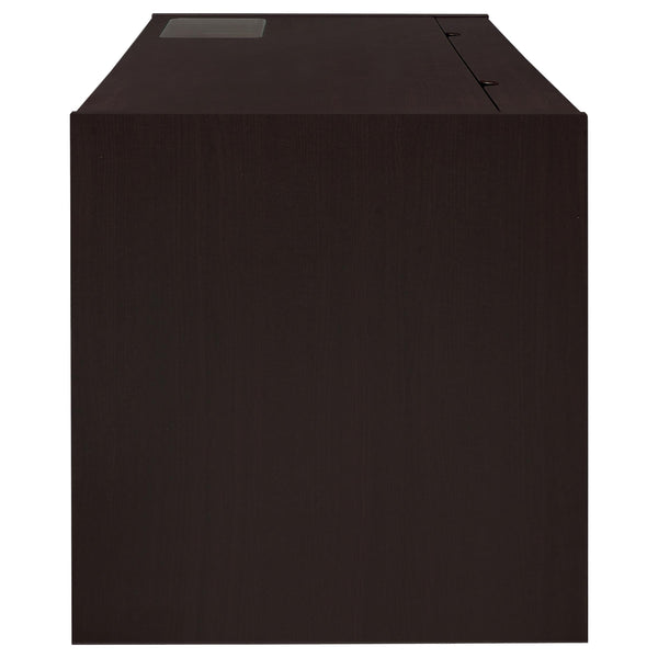 English Elm Halston Cappuccino 3-Drawer Desk with Keyboard Tray — 60" Modern Office Workstation, Sleek Storage, Ergonomic Design B062P344899