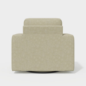 English Elm Swivel Linen Accent Chair 36" Wide Mid-Century Modern Ergonomic Back 360° Rotation Beige Sofa T3950P387637