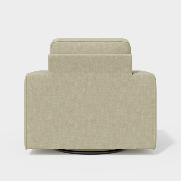 English Elm Swivel Linen Accent Chair 36" Wide Mid-Century Modern Ergonomic Back 360° Rotation Beige Sofa T3950P387637