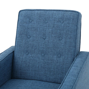 English Elm Christopher Knight Home® - Fabric Recliner Chair Mid-Century Modern Pushback Single Sofa with Tufted Cushion, Birch Legs, Cozy Comfort Blue 60741.00MBLU
