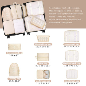 English Elm Hardshell Abs Four Piece Luggage Set with Spinner Wheels Tsa Lock Packing Cubes Champagne N730P262653E