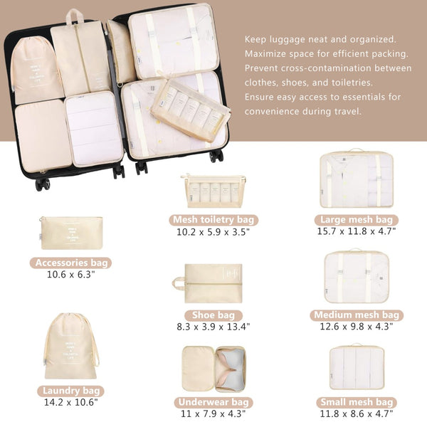 English Elm Hardshell Abs Four Piece Luggage Set with Spinner Wheels Tsa Lock Packing Cubes Champagne N730P262653E