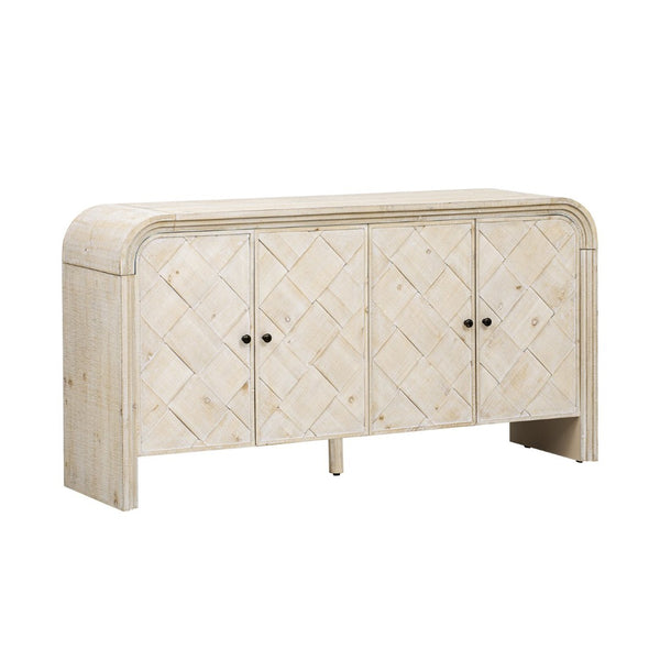 English Elm U_Style Luxury Multi-Functional Sideboard – Handwoven Wood Slats & Stepped Design For Stylish Storage N711P269061O-GIGA