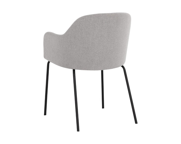 Sunpan HENSLEY Dining Armchair in Mina Warm Grey - Chic Comfort, Modern Design, Durable Metal Legs, Versatile Style 108914