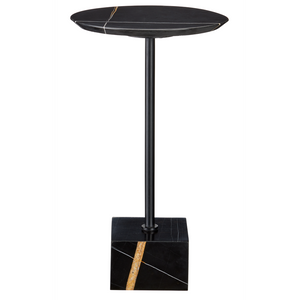 Prado Drinks Table - Modern Italian Marble & Iron Accent Table with Polished Finish, 20.5" High