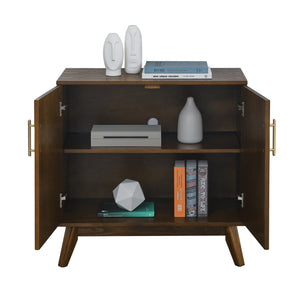 English Elm Mid Century Modern Fluted Sideboard Cabinet - Stylish Walnut Buffet With Adjustable Storage Shelves W1801P195608