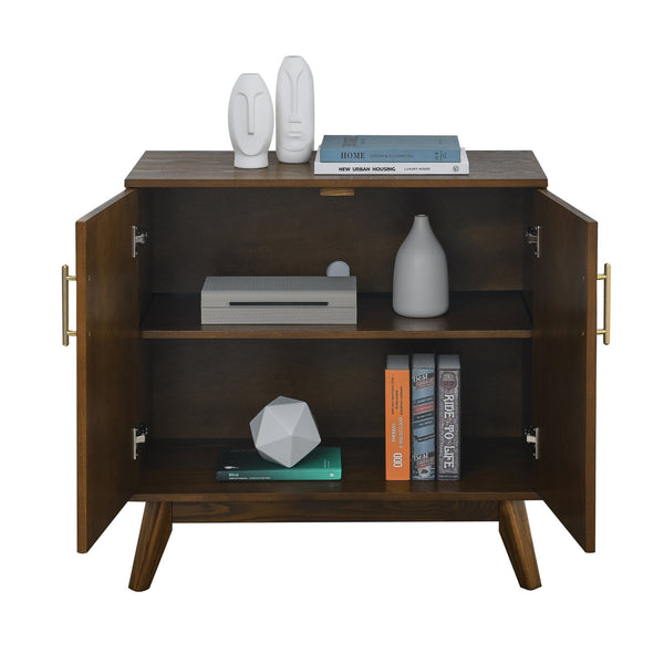English Elm Mid Century Modern Fluted Sideboard Cabinet - Stylish Walnut Buffet With Adjustable Storage Shelves W1801P195608