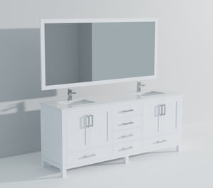 English Elm White Double Bath Vanity 80 in W x 22 in D with Cultured Marble Top, Chrome Faucet & 30 in Mirrors B2731S01109