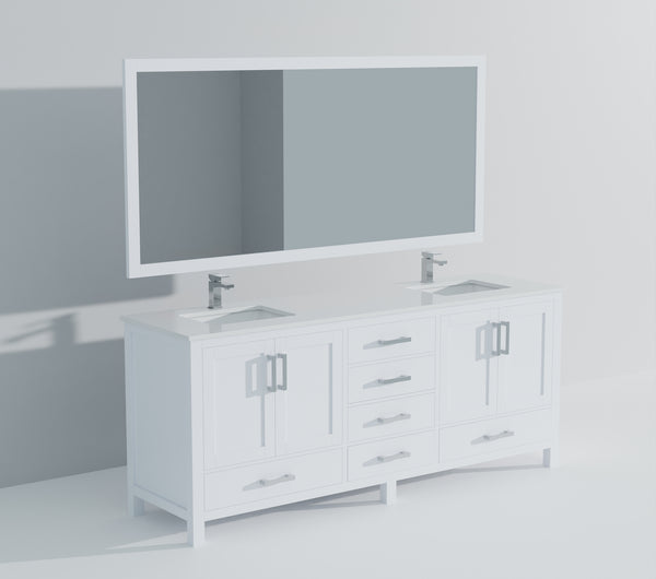 English Elm White Double Bath Vanity 80 in W x 22 in D with Cultured Marble Top, Chrome Faucet & 30 in Mirrors B2731S01109