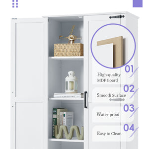 English Elm Tall Bathroom Storage Cabinet — Slim 72.64" White MDF Organizer with 2 Doors, Drawer, Adjustable Shelves, Anti-Tip WF326355AAK