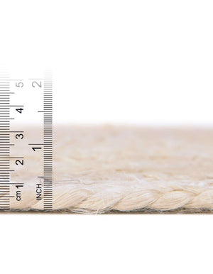 Unique Loom Braided Jute Dhaka Hand Braided Solid Rug White,  8' 0" x 8' 0"