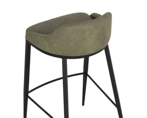 Sunpan ASTRA Barstool - Contemporary Comfort with Ivanhoe Pine Faux Leather & Sturdy Iron Legs, 34.75” H 112485
