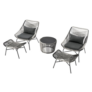 English Elm Ashland 5-Piece Outdoor Conversation Set with UV-Resistant Waterproof Fabric, Rustproof Steel Frame Grey B365P398241