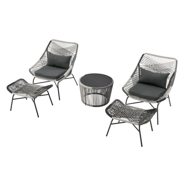 English Elm Ashland 5-Piece Outdoor Conversation Set with UV-Resistant Waterproof Fabric, Rustproof Steel Frame Grey B365P398241