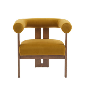 English Elm Christopher Knight Home® - Modern Upholstered Round Arm Accent Chair with Velvet Finish, Elegant Curved Back and Three Legs Design Mustard yellow 30.5 L x 29 W x 14.5 H N776P216194T