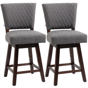 English Elm Homcom Swivel Counter Stools Set of 2 Quilted Seat Rubberwood Legs Kitchen Pub W2225P217130
