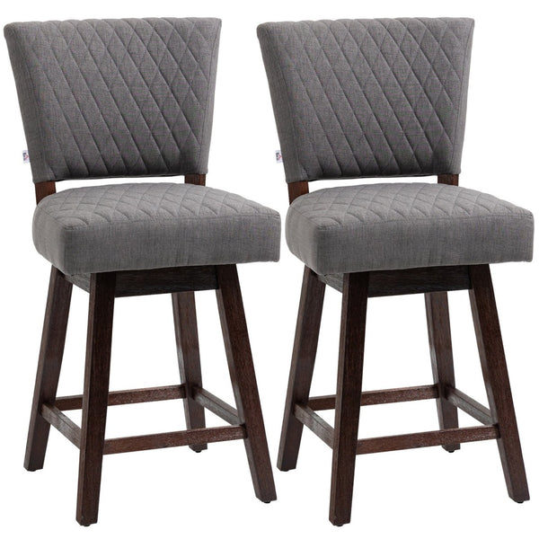 English Elm Homcom Swivel Counter Stools Set of 2 Quilted Seat Rubberwood Legs Kitchen Pub W2225P217130