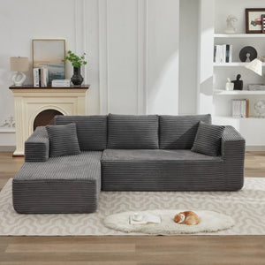English Elm 106" Cloud Sectional Couch - Left Facing Chaise, Deep Seat Modular Sofa In Gray, No Assembly Needed! W1143S00023