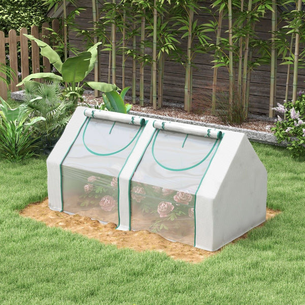 English Elm Outsunny Portable Outdoor Greenhouse Steel Frame Dual Pe Cover with Roll up Windows W2225P229275