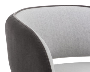 Sunpan Rosalia Contemporary Lounge Chair - Plush Curves and Defined Piping for Stylish Comfort in Any Space Mina Light Grey / Meg Ash