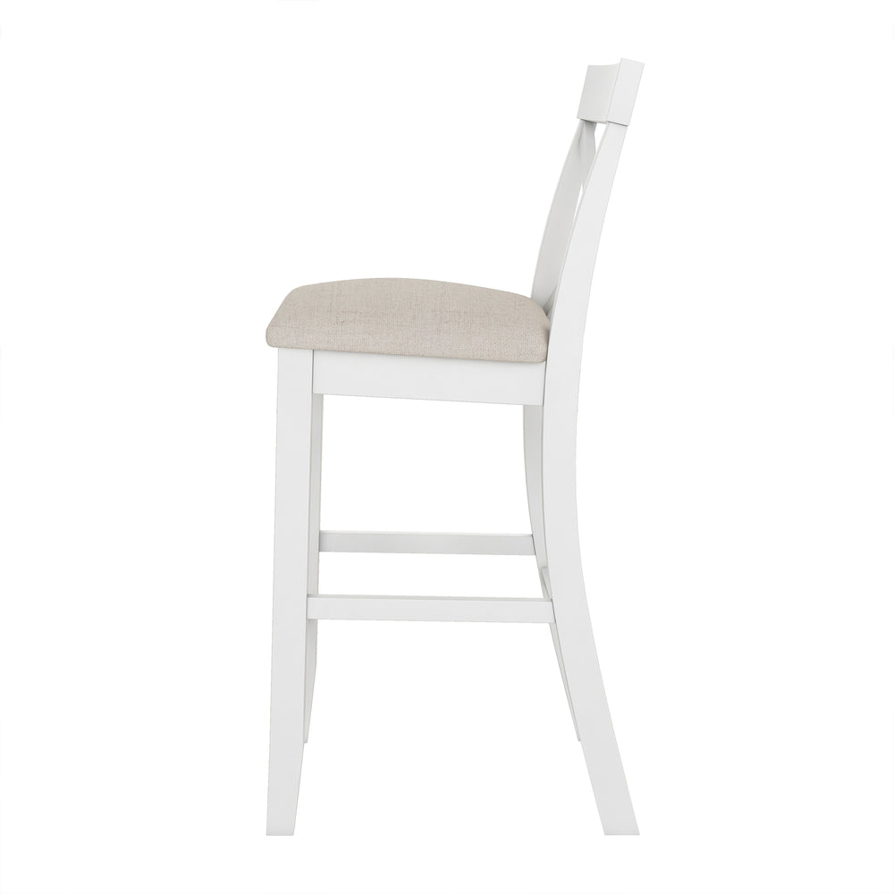 English Elm TOPMAX Farmhouse 48" Rectangular Wood Bar Height Dining Set with 2 Cushioned Chairs Space-Saving Appeal Cherry N717P195018K