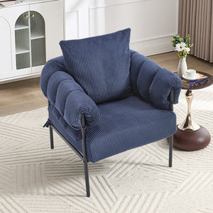 English Elm TS Modern decorative chair with plush teddy fleece upholstery and gold metal legs for luxe comfort and style Dark Blue W2311P308068