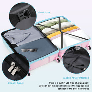 English Elm Luggage 3 Piece Hard Shell Abs Pc Set with Usb Port and Spinner Wheels Travel Ready N726P264892A