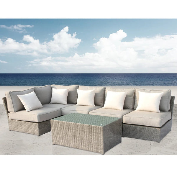 English Elm 4-Person Modular Patio Seating Set – Luxurious Comfort, Fully Assembled For Effortless Outdoor Style B120S00113