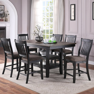 English Elm Set of 2 Counter Height Chairs with Upholstered Cushion and Weathered Wood Legs for Comfort and Style Black B016P222639