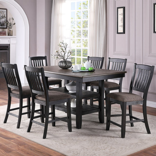 English Elm Set of 2 Counter Height Chairs with Upholstered Cushion and Weathered Wood Legs for Comfort and Style Black B016P222639