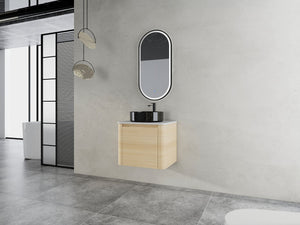 English Elm 24'' Wall-Mounted Bathroom Vanity With Artistic Ceramic Sink, Soft-Close Door & Space-Saving Design W999S00461