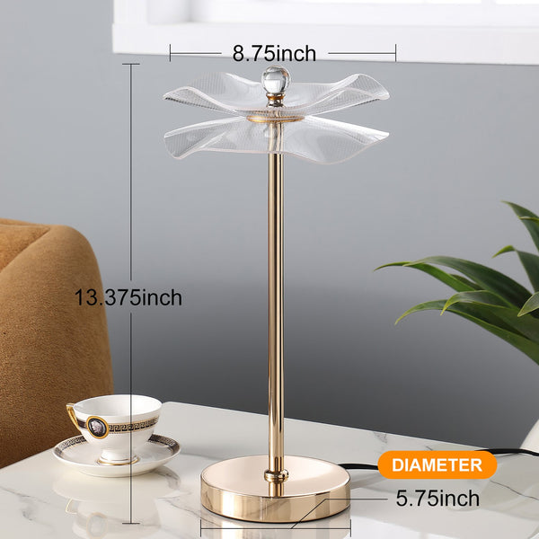 English Elm Led Acrylic Copper Gold Luminaire Table Lamp — 3W LED Lotus Shade, Mid-Century Modern Desk & Bedside B072P220152