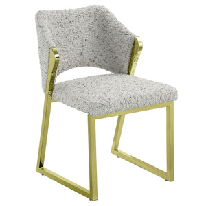 English Elm Galdesa Plush Teddy Sherpa Side Chairs Set of 2 – Grey Multi Upholstery, Mirrored Gold Stainless Legs B2726P345254