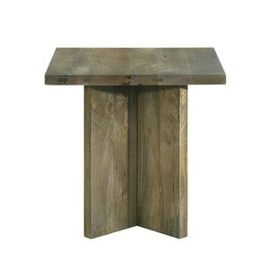 English Elm Square Solid Mango Wood End Table Rustic Brown Accent Table | Handcrafted, Durable, Natural Texture B016P373127