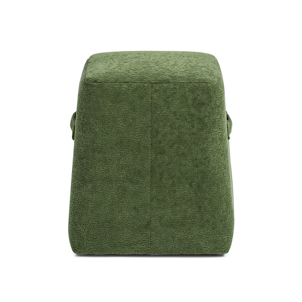 English Elm Jennifer Taylor Home - Clyde 14" Tapered Square Upholstered Ottoman in Spice Fleece Teddy Fabric — Compact Cozy Footrest and Seat Green B2719P269258