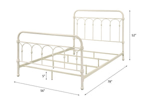 English Elm Citron White Metal Full Bed with Spindle Headboard, 330lb Capacity, 4 Slats & 6 Legs Support B2726P265250