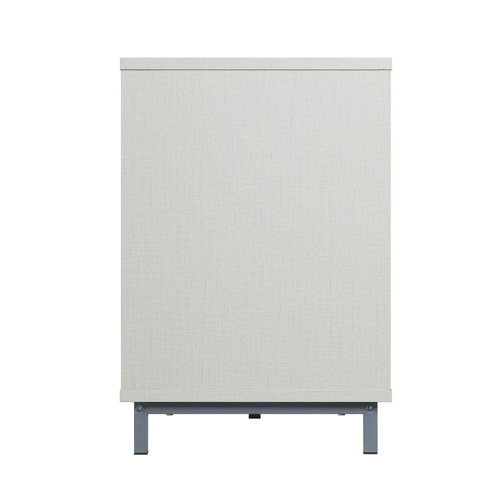 English Elm Brighton 60" TV Stand with 7 Shelves & Tempered Glass Dividers, Cable Management, Sleek Design Beige B365P398325