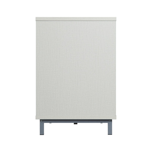 English Elm Brighton 60" TV Stand with 7 Shelves & Tempered Glass Dividers, Cable Management, Sleek Design Beige B365P398325