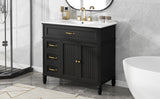 English Elm 36" Bathroom Vanity With Sink, Black Bathroom Cabinet With Drawers, Solid Frame and Mdf Board, One Package