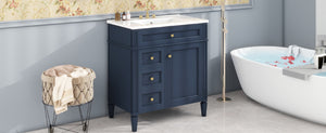 English Elm 30'' Modern Bathroom Vanity With Ceramic Sink, 3 Drawers & Storage Cabinet – Stylish & Durable Design N710P206904C