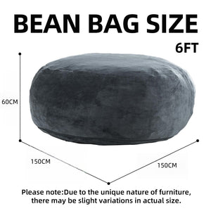 English Elm 6ft Round Memory Foam Bean Bag Lounge Chair with Washable Flannel Cover for Adults Dark Grey W3737P422972