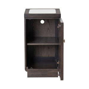 English Elm Transitional Side Table With Quartz Top & Usb Port - Dark Walnut Finish, Gold Knob, Elegant Design B2741P404272-GIGA