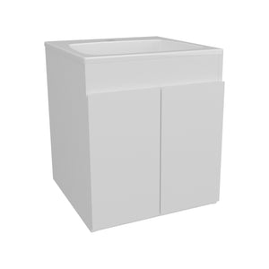 English Elm Bathroom Vanity Meka 45 Wall-Mounted White MDF with Two Drawers & Open Shelf for Compact Baths B070P316859