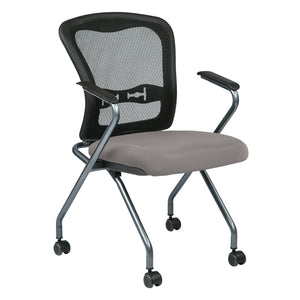 OSP Home Furnishings Deluxe Nesting Armchair with Mesh Back Lumbar Support for Office and Meeting Rooms Stratus 84440-R103