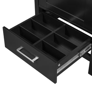 English Elm 20-Inch Compact Bathroom Vanity with Ceramic Sink, Soft-Close Storage, Divider Drawer & Easy Plumbing Access Black N729P334847B